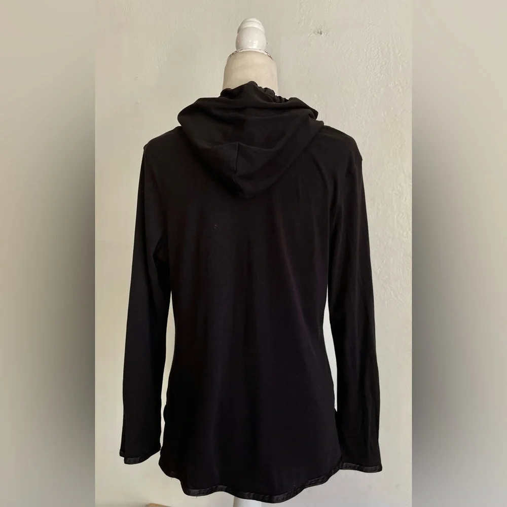 CHRISTINE ALEXANDER Cotton Modal Ribbon Lined Button Up Hoodie - Picture 3 of 6